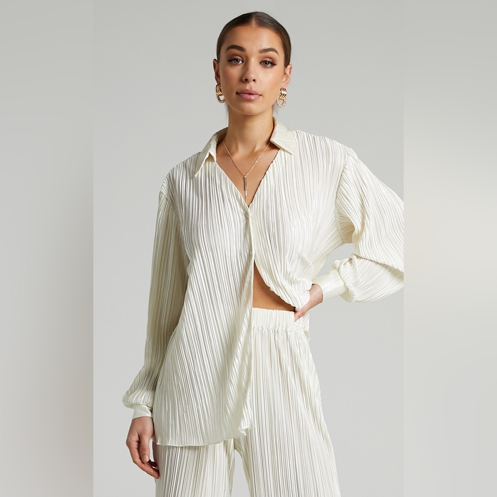 Showpo Plisse Button Up Shirt